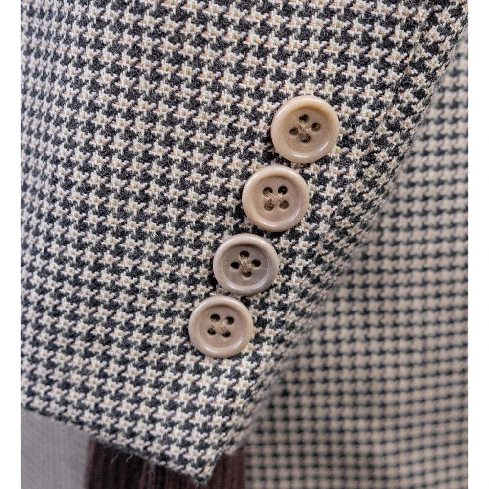 Daniel Cremieux Blazer Sport Coat Houndstooth Sz 39S Three Button Wool Jacket